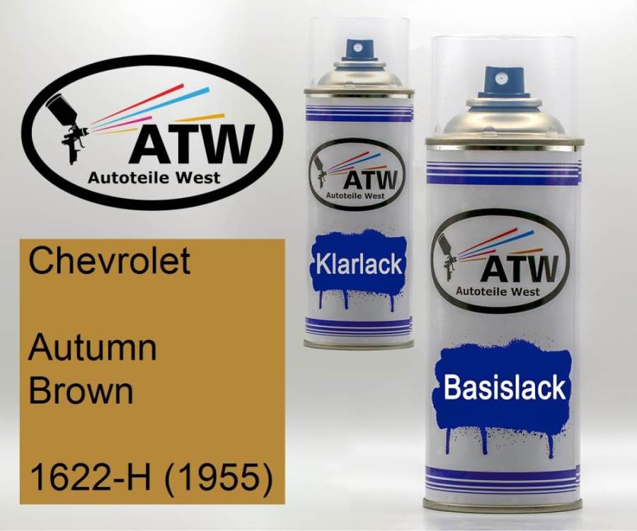 Chevrolet, Autumn Brown, 1622-H (1955): 400ml Sprühdose + 400ml Klarlack - Set, von ATW Autoteile West.